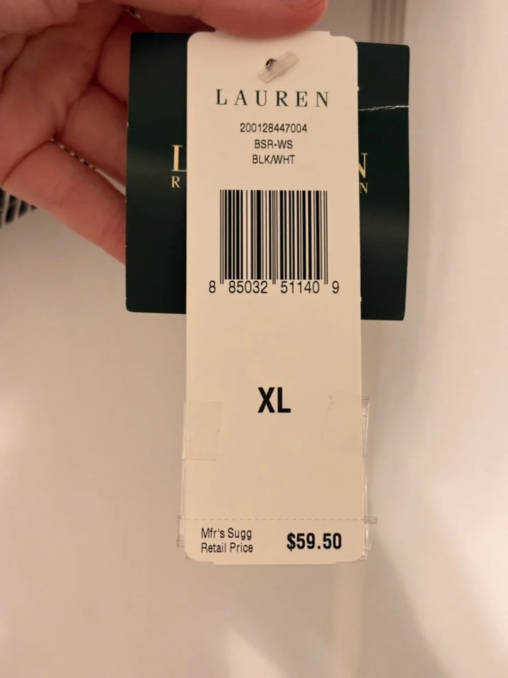 Lauren Ralph Lauren Black and White Striped Button-Up Dress Shirt - Picture 4 of 7